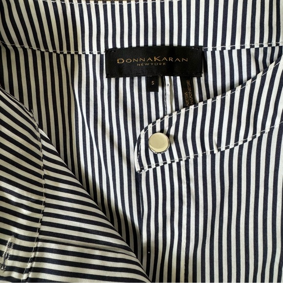 Donna Karan New York Cold Shoulder Striped Button Down - Size S - Picture 10 of 10